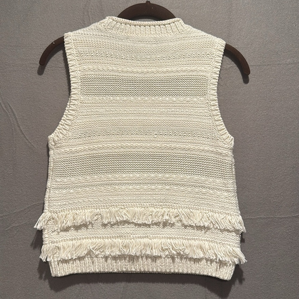Club Monaco Cream Knit Fringe Tank Top - NWT - Picture 6 of 9